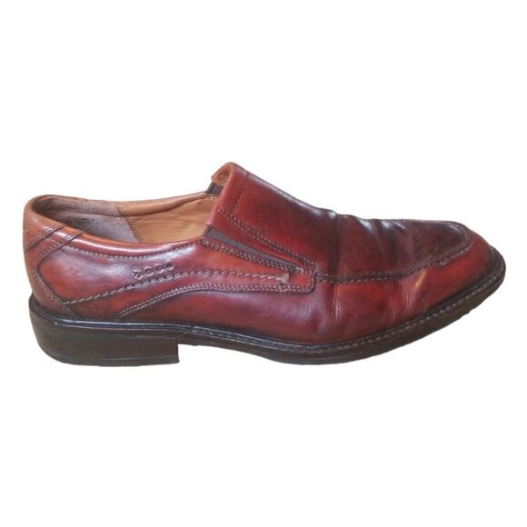 ECCO Burgundy Leather Loafers SZ 42 - Picture 1 of 11